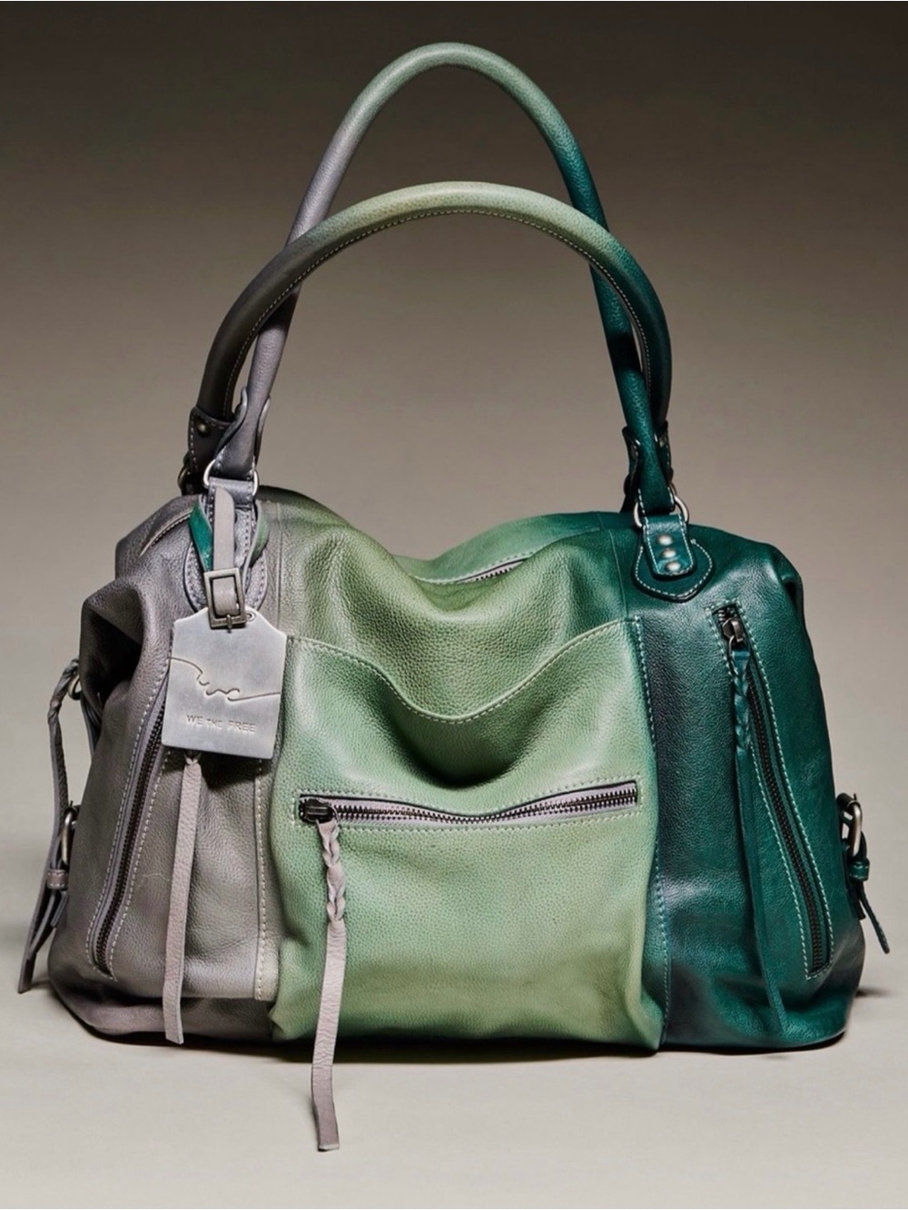 We The Free Ombre Green Leather Shoulder Bag